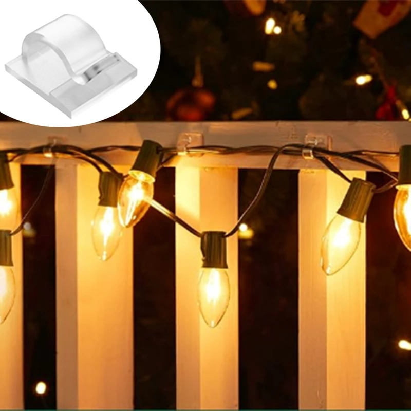 LED string lights camping string lights tarpaulin clips camping tent clips carabiner clips drinking tube clip gloves clips zipper clip Hooks For Outdoor String Lights Clips 30 Pack Clips Clear Light Hook With 30 Waterproof Adhesive Backing