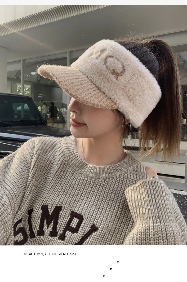 Nuovo elastico lavorato a maglia da donna con berretto caldo antivento da golf con linguetta d'anatra_voghion.com