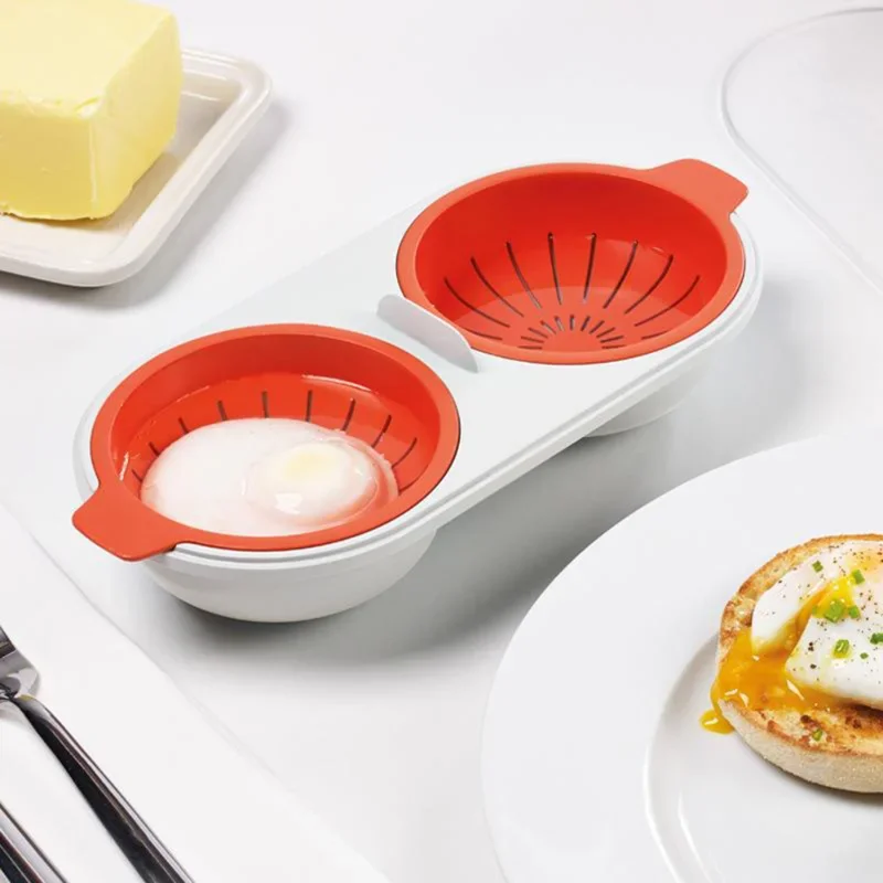 Egg Cooker Egg Boiler Mold Cup Egg Poacher Silicone Egg Poacher Egg Poacher Food Grade Pans Double Cup Egg Boiler Steam Microwave Oven Set Kitchen Cooking Tools