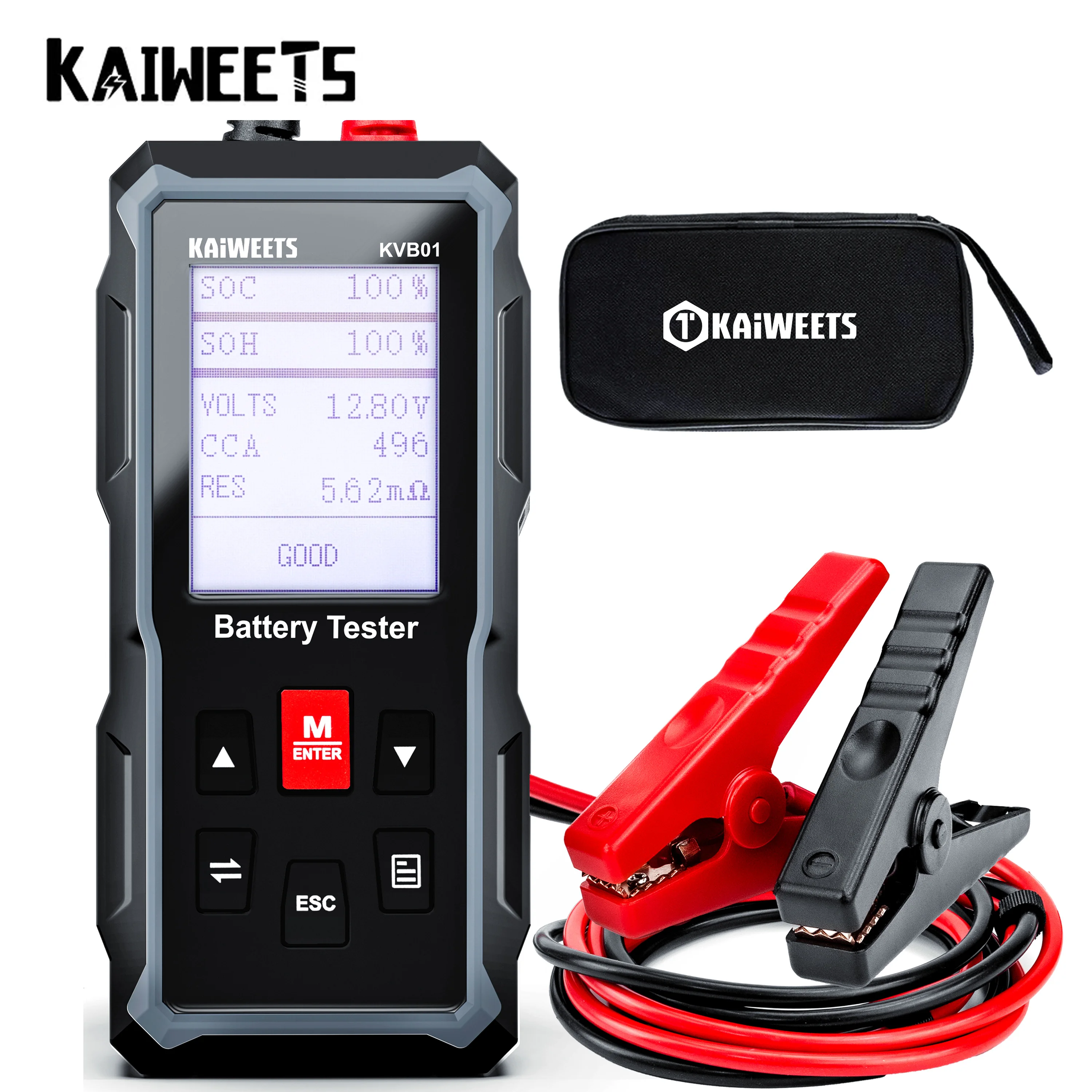Tester Per Batterie Per Auto 12V/24V Strumenti Diagnostici Per Test Di Avviamento Automobilistico 100-2000 Cca Voltage Kaiweets Kvb01 Tester Analizzat
