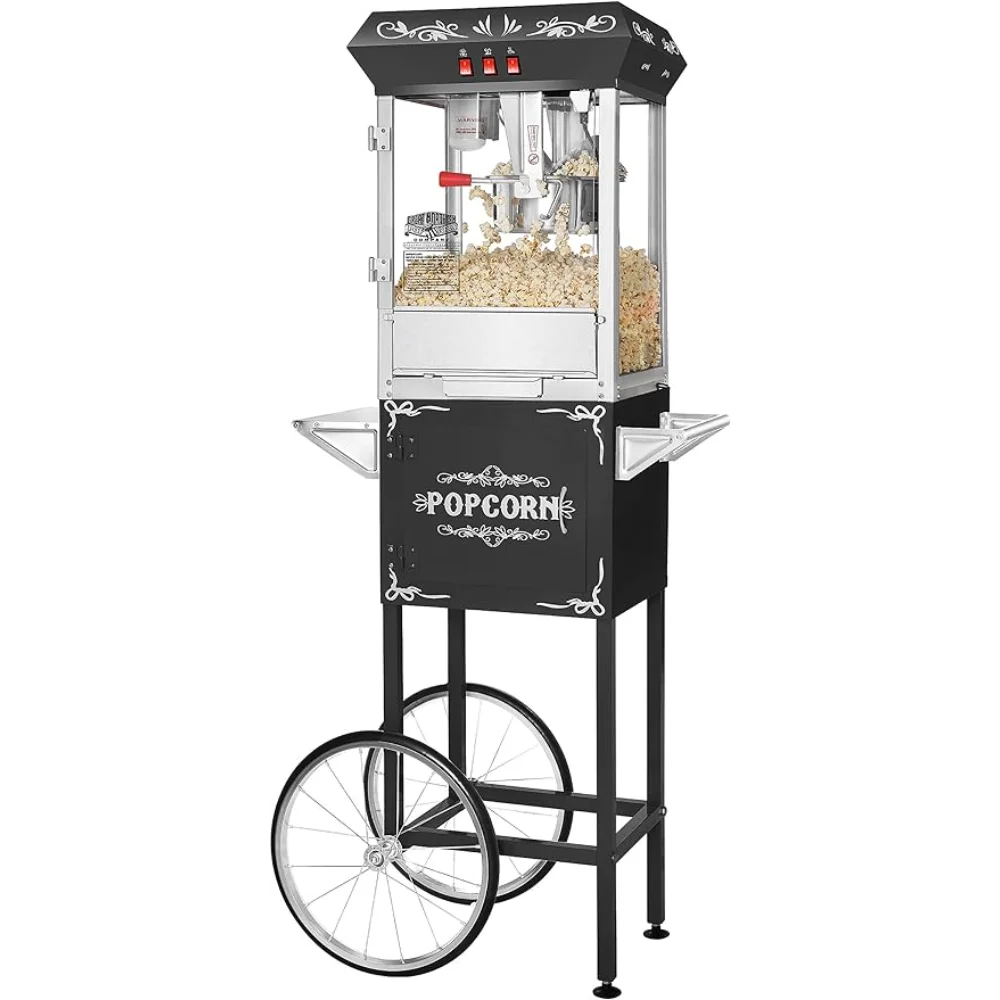 

NEW Great Northern Popcorn Black 8 oz. Ounce Foundation Vintage Style Popcorn Machine and Cart