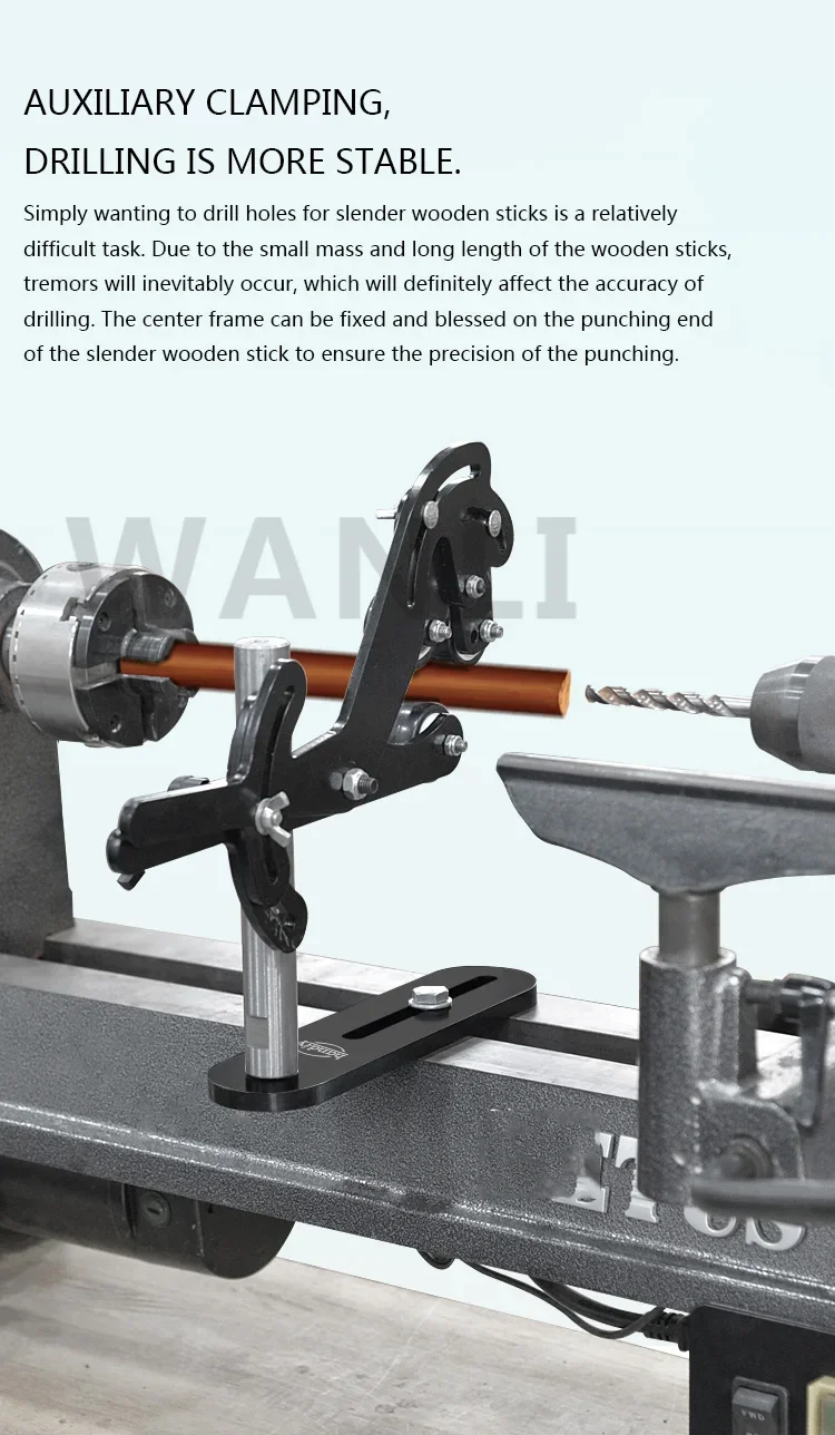 Multifunctional Lathe Center Frame Wooden Rotating Anti-Shake Bracket Support Ac
