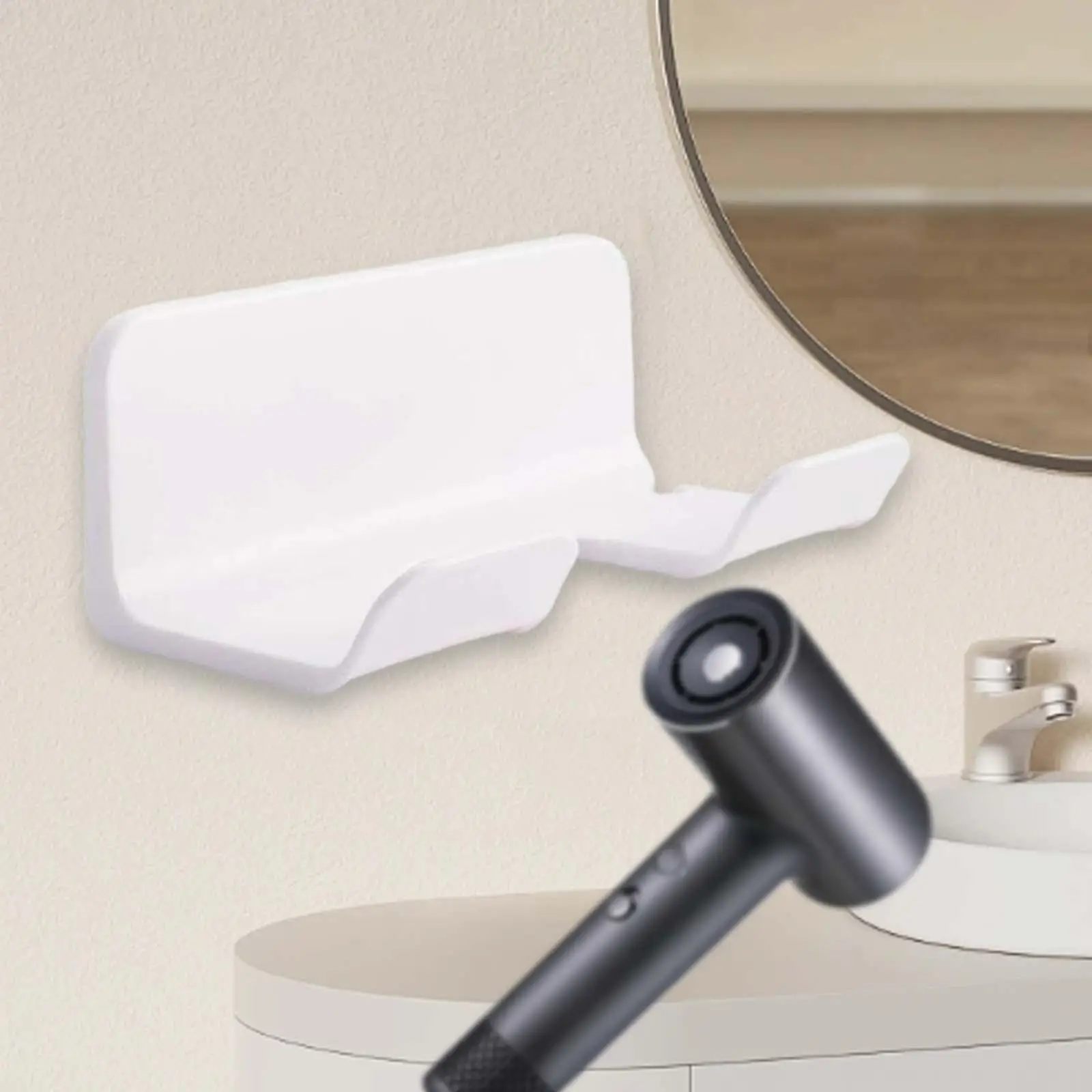 Universal Hair Dryer Holder Storage Bracket Hair Dryer Organizer No Drill Storage Rack for Bedroom Wall Hotel Bathroom Home