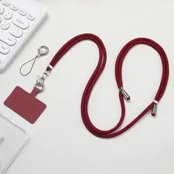 Universal Crossbody Phone Lanyard with Adjustable Neck Strap and Patch (Wine red)