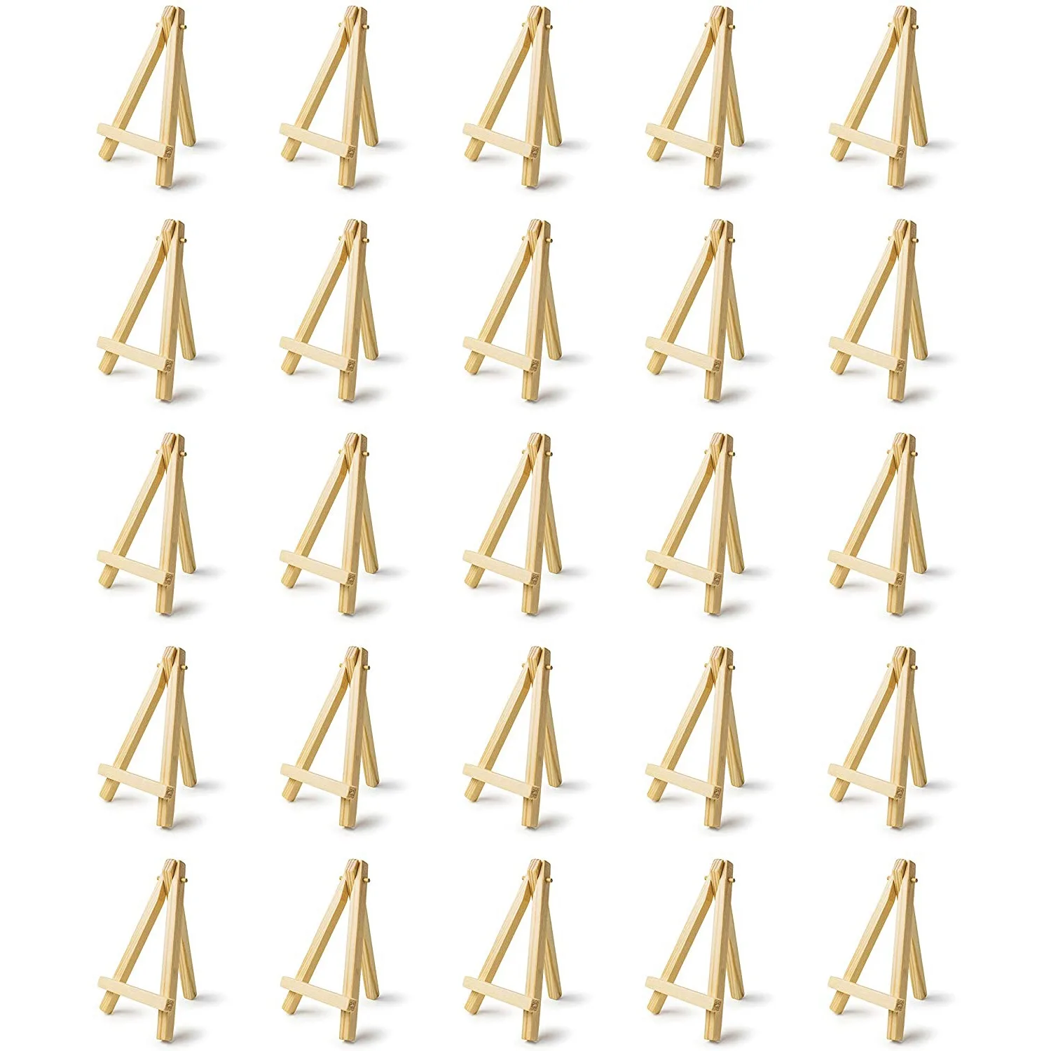 25 Pieces Mini 5 Inch Wooden Easel for Business Cards Display Photos Small Canvases Classroom DIY Arts and Crafts