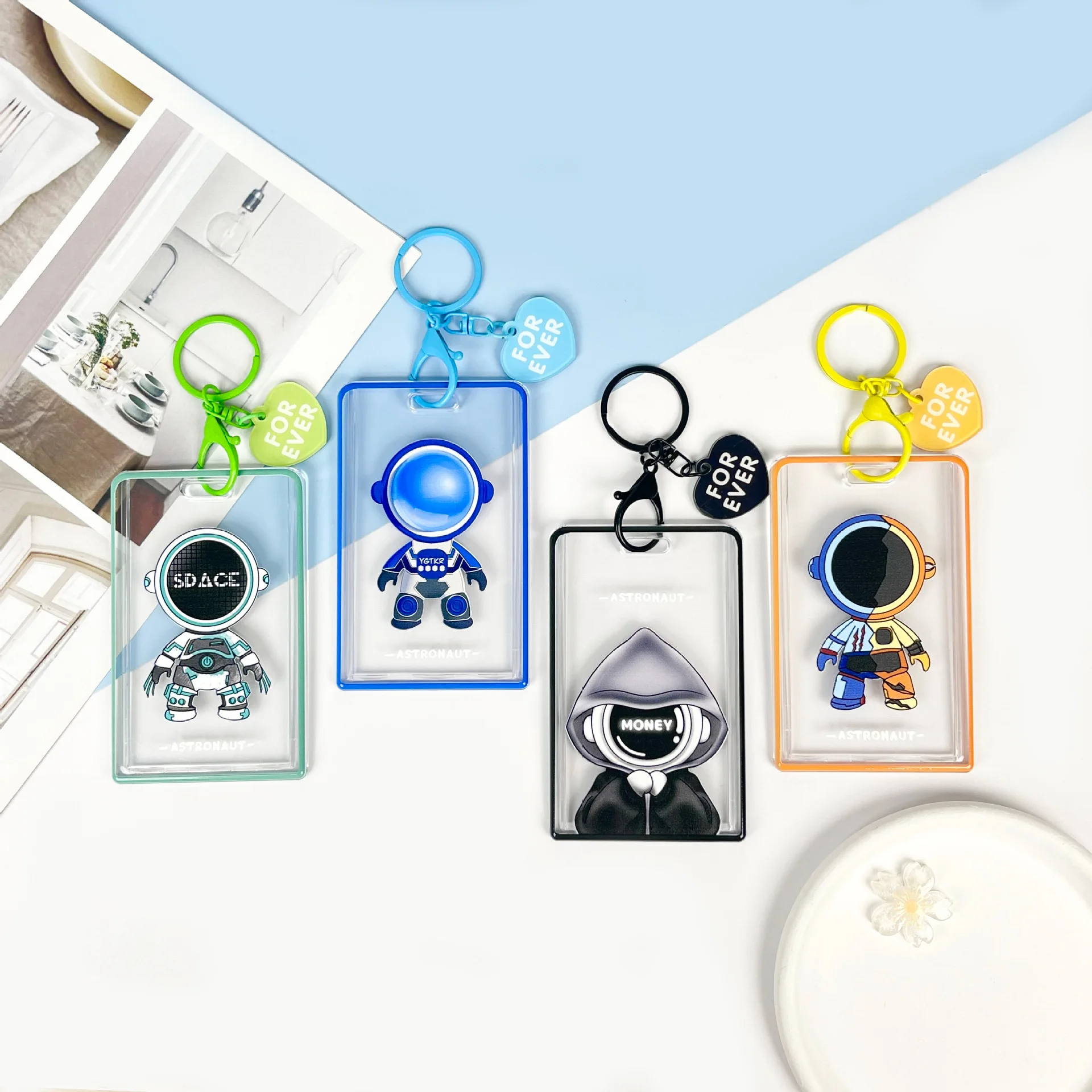 

1 Pcs Cartoon Astronaut Transparent Card Holder For Various Student Cards Documents Bank Cards Game Cards Universal Card Cover