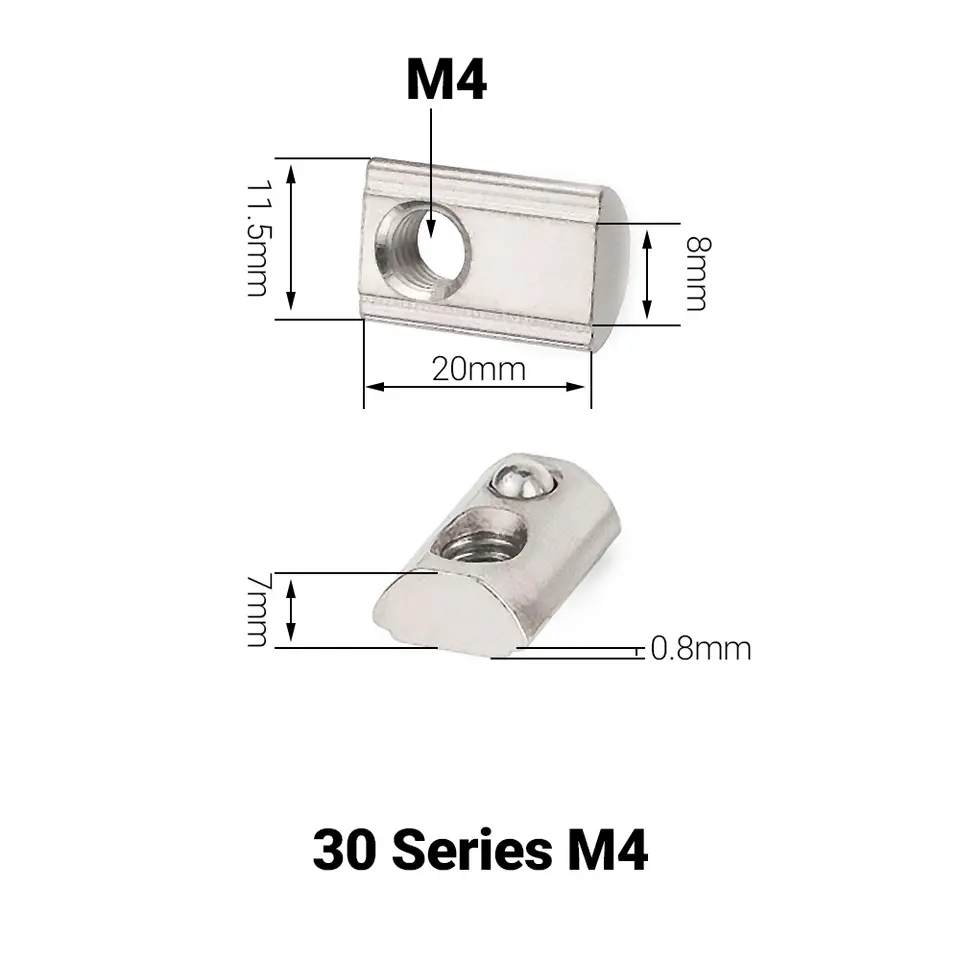 50Pcs/Lot Spring Loaded T-Nut M3 M4 M5 M6 M8 Roll-in T Spring Nut Block for 2020 3030 4040 4545 EU Aluminum Extrusion Profiles image 16