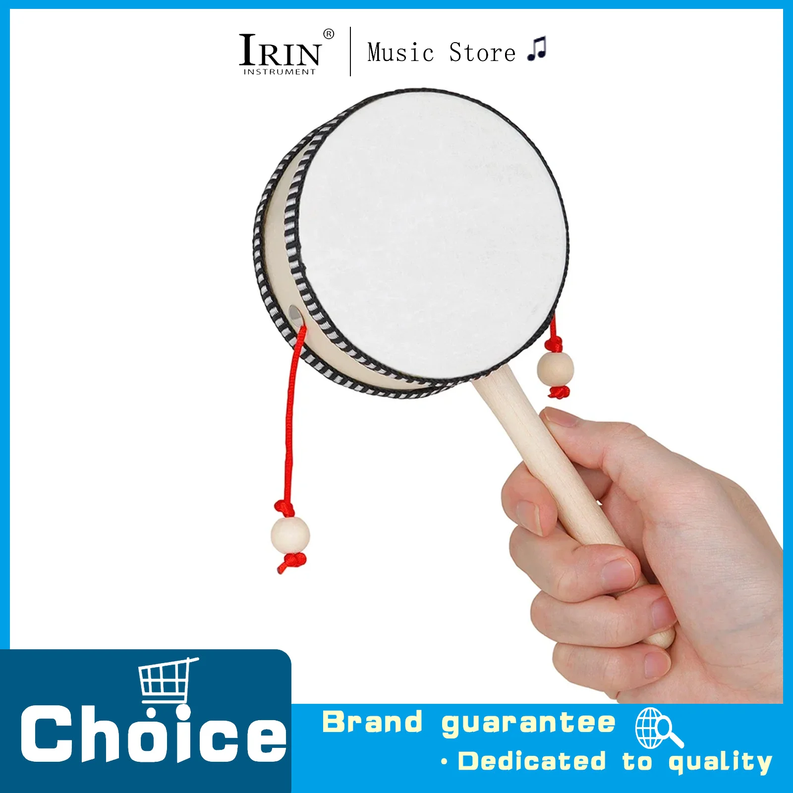 오르프 4인치 딸랑이 핸드 쉐이크 나무 블랙 사이드 드럼 어린 시절의 클래식 전통 딸랑이 어린이 선물 장난감 악기