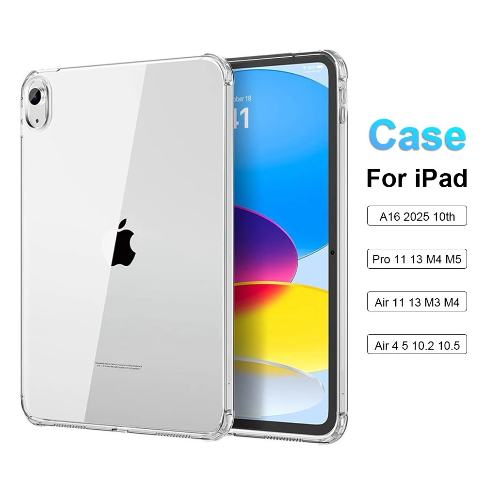 Casing Transparan Untuk iPad A16 Air 11 M4 2025 Pro 13 M5 12.9 Generasi ke-10 ke-9 Funad Untuk iPad Air 3 4 5 Generasi ke-8 ke-7 Mini 6 7 Cover