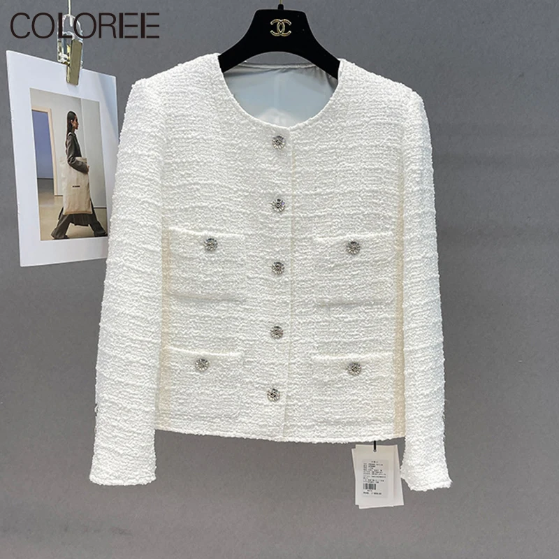 

Classical Brand Designer Winter Jacket Women Luxury O-neck Wool & Blends Coats Korean Fashion White Chaquetas Para Mujeres