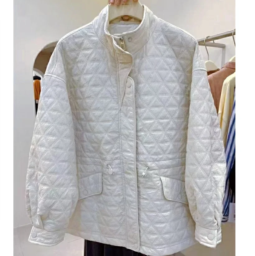 Korean Style Loose Casual Maternity Winter Coats Long Sleeve Zipper Fly Drawstring Waist Pregnant Woman Plaid Cotton Outwear