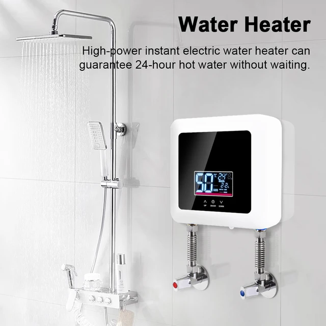 5500-7500W Instant Water Heater Mini Electric Tankless Water Heater Wall- Mounted LED Display for Home Kitchen Bathroom 110-220V