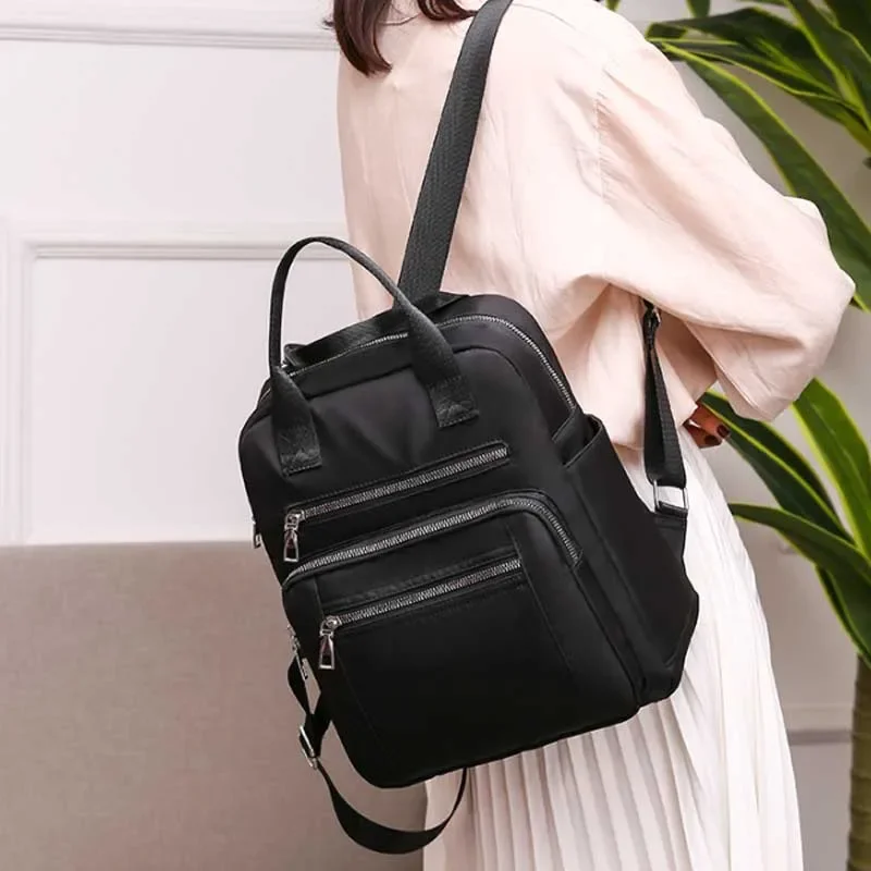 Women Backpack Travel Casual Waterproof Oxford Shoulder Bags Female Large Capacity Handbag Rucksack Black Purse School Pack