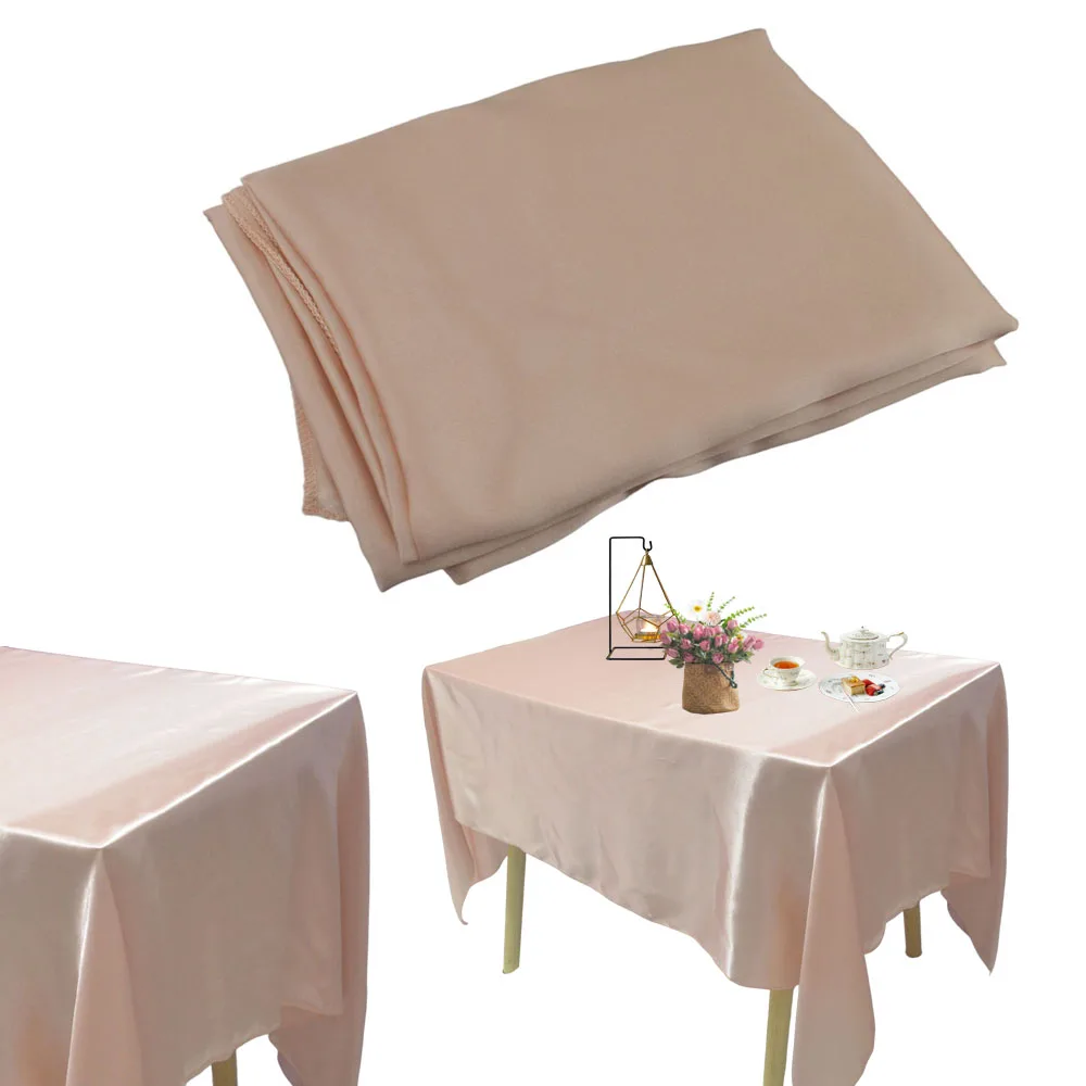 

Satin Rectangle Table Overlays Wedding Decoration Table Cloth Christmas Baby Shower Birthday Resturant Home Dining Tablecloth