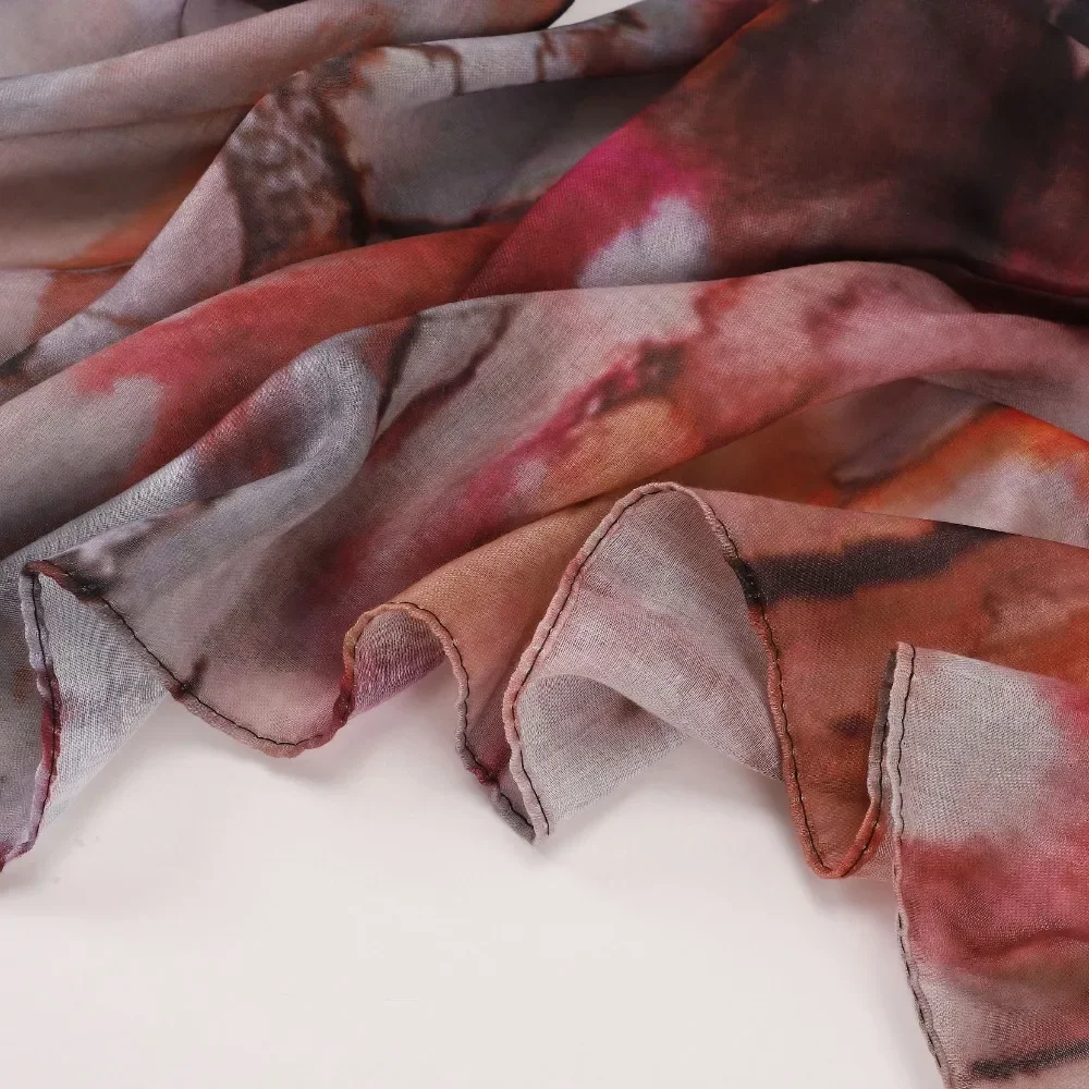 Watercolor Floral Printing Hijab Scarf Breathable Soft Long Fashion Scarves Headscarf Paisley Print Muslim Hijabs Shawl printed scarf plain hijab scarf