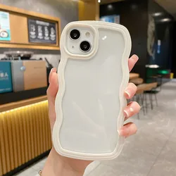 Candy Color Wavy Border Transparent Shockproof Phone Case with Soft Back Cover - iPhone 12 Pro (Beige)