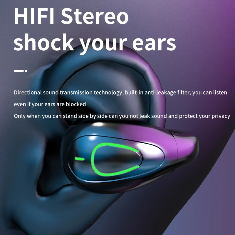 S20 Ear Clip Wireless headset V5.3 Non In Ear Single Ear OWS Bluetooth Earphones Running Sports Universal headphones 6