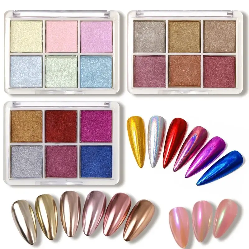 1PS Nail Glitter 6colors Magic Mirror Powder