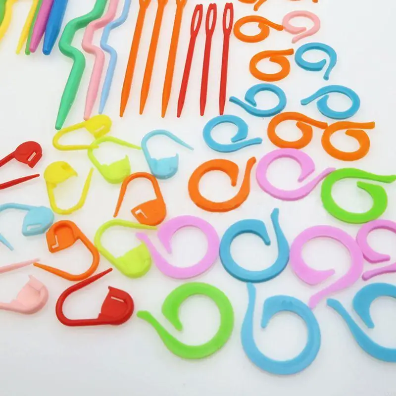 LXAD 53Pcs Plastic Crochet Hooks Stitch Markers Counter Knitting Needles Tools Set