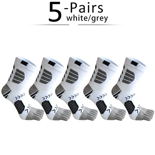 5 Pairs Compression Cotton Toe Socks - Sweat-Absorbing Colorful Sports Socks