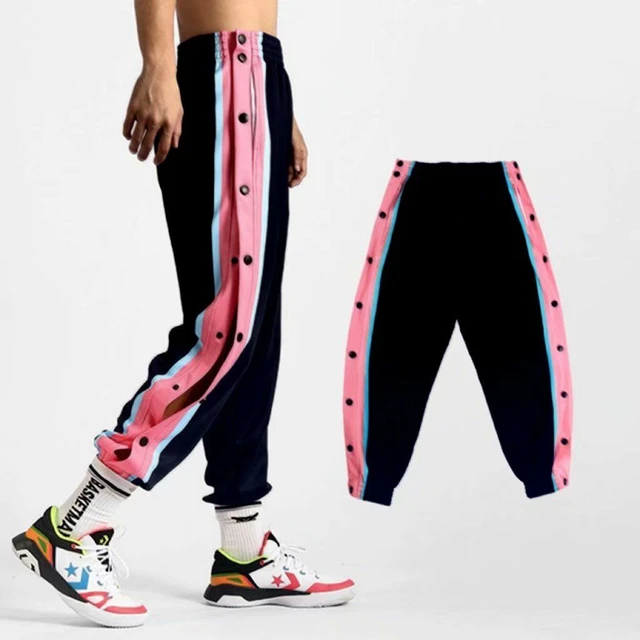  Women's Side Split Snap Button Joggers Tear-Away Warm