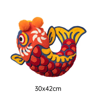 Description Picture 3 of itemRed Cushion Cover Decorative Pillow Joy Chinese Traditional Lucky Fish Embroidery Cushion Cover Sofa Chair Bedding Coussin