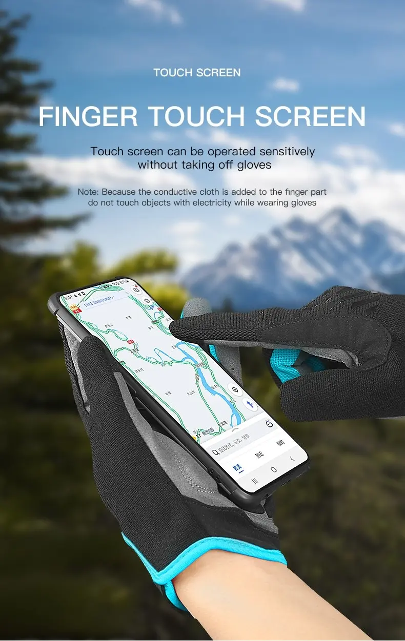 Outdoor MTB Radfahren Handschuhe Voll Finger Touchscreen Atmungsaktive Anti-schweiß Stoßfest Motorrad Handschuhe Männer Wandern Bergsteigen – Detail 7