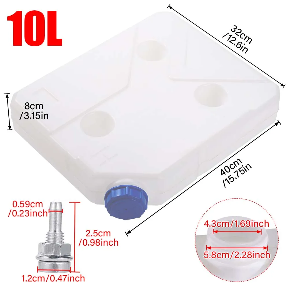 10L 두꺼운 플라스틱 연료 탱크 40cm 반투명 2KW 5KW 8KW 디젤 주차 히터 자동차 트럭 RV 보트 범용 금속 노즐