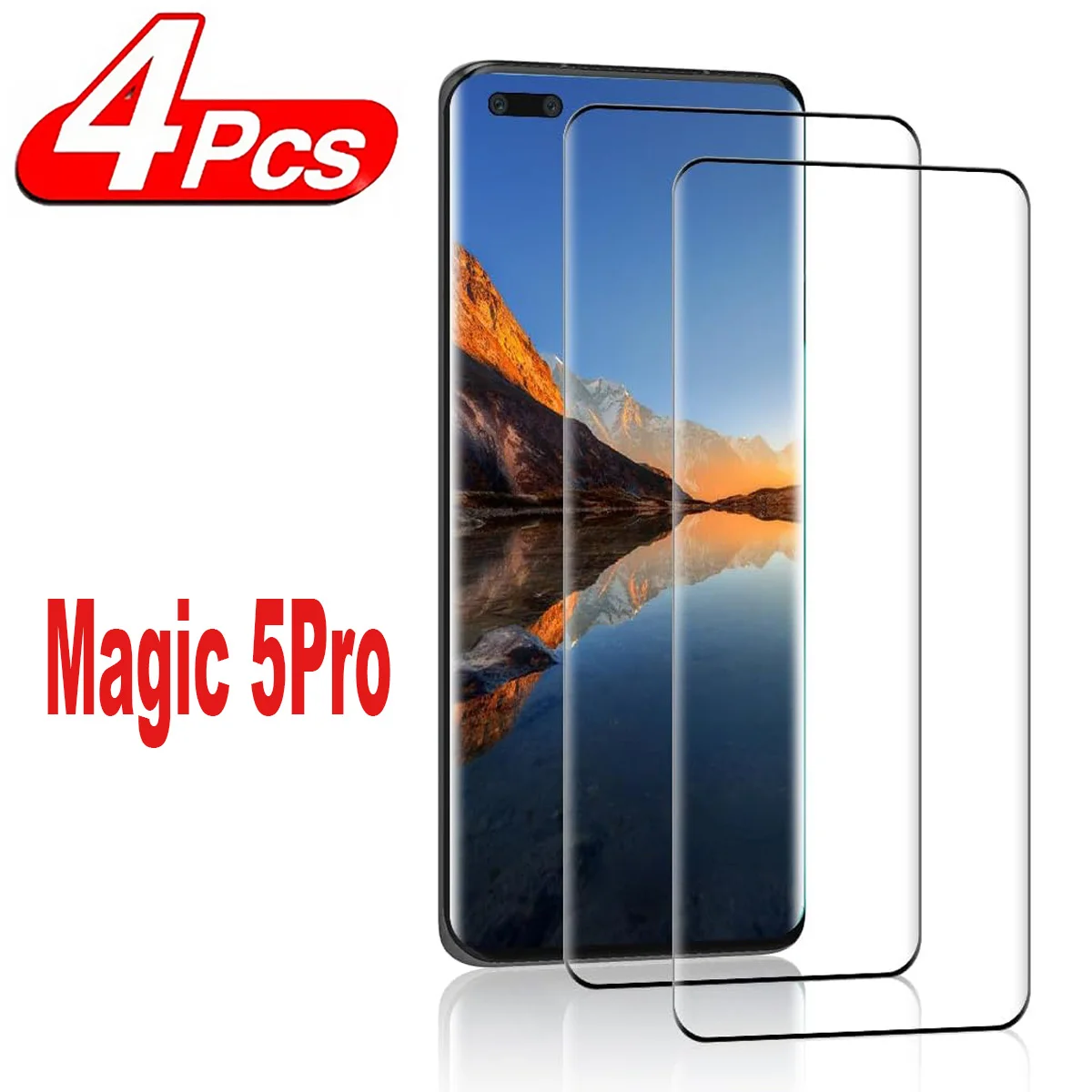 

2/4Pcs 3D Tempered Glass For Huawei Honor Magic 5Pro Magic 5Lite Curved Ultrasonic Fingerprint Screen Protector Glass Film