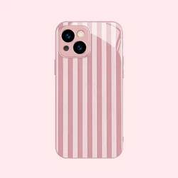 Pink Stripes Tempered Glass Phone Case for Oppo A15 4G (BLMGF - MBL263261A1)