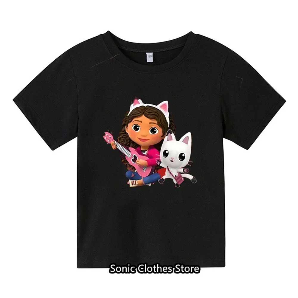 2024 New Gabby Doll House T-shirt Children's Short Sleeve Boys Cartoon Gabby Cat Girls Casual Short Sleeve 4