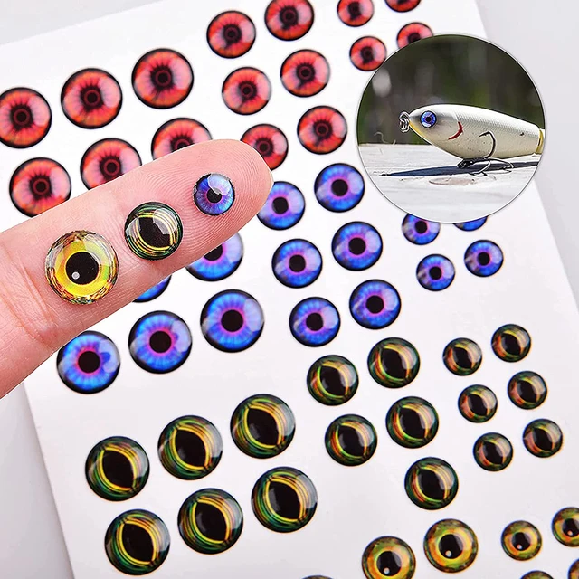 77PCS Holographic Fishing Lure Sticker With 5D Fish eyes Fish