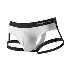 Men Jockstrap G-string Breathable Soft U Convex Underwear Backless Briefs High Elastic Bikini Thong Slip Homme With Garter