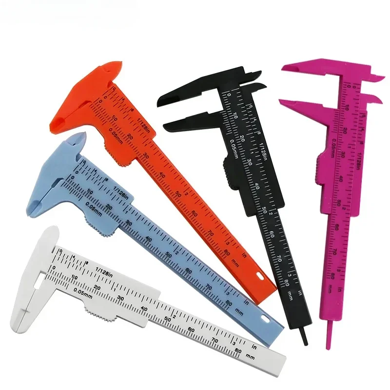 1PC 0-80mm Double Rule Scale Plastic Vernier Caliper Student Dial Gauge Micrometer Measuring Ruler Inside Diameter Depth Meter