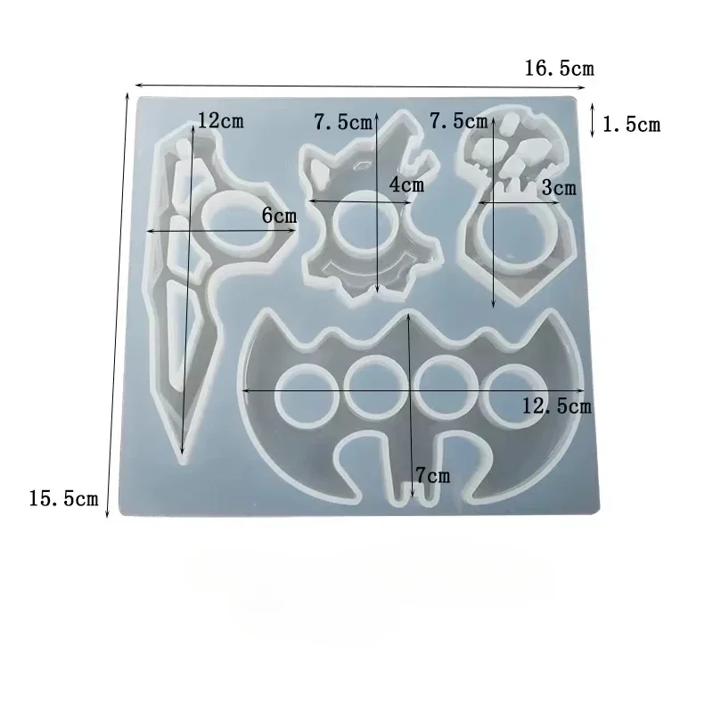 DIY Crystal Epoxy Mold Epoxy Ring Set Keychain Defensive Wolf Head Mirror Jewelry Silicone Mold