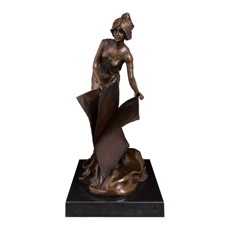 

WPA-398 Western Bronze Statue Female Sculptures Woman with Book Figurines Modern Lady Sculpture Festival Decoration