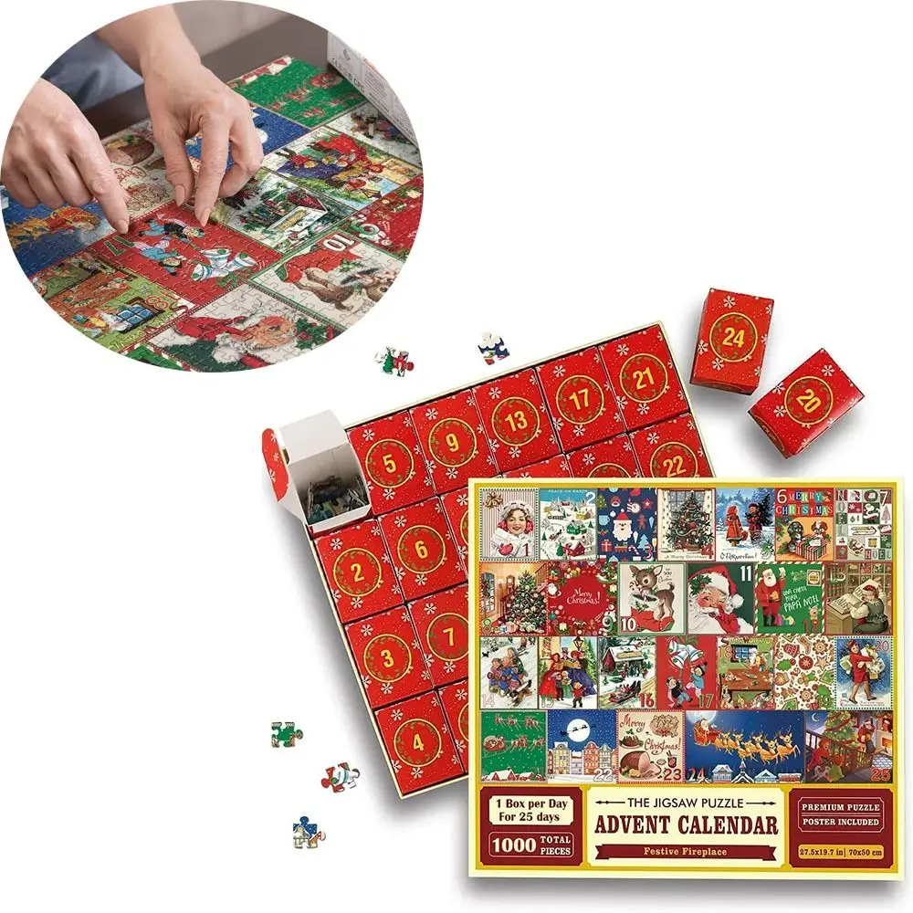 

Paper Chirstmas Advent Calendar Puzzle New Year Chirstmas Gift with 24 lockets Christmas Jigsaw Puzzles Toys DIY Puzzles