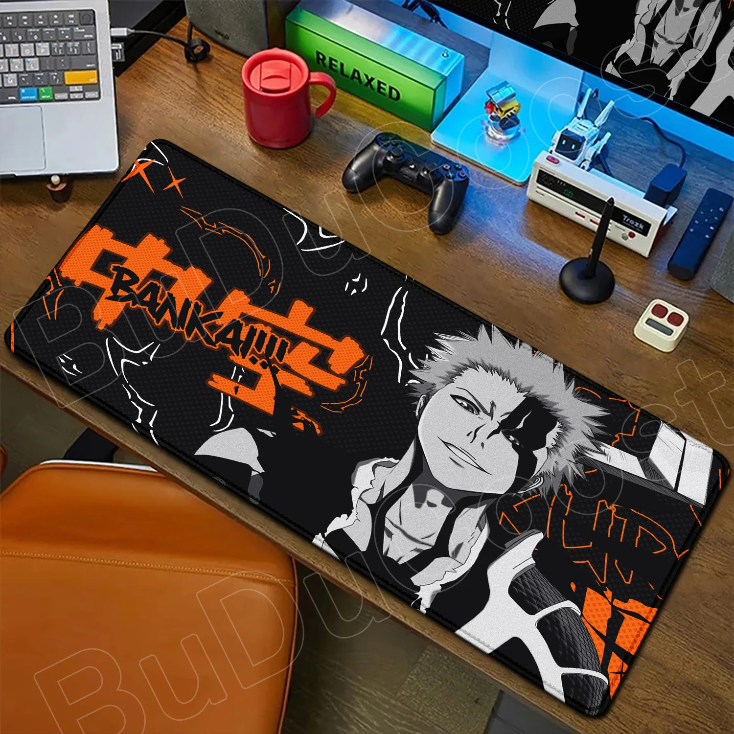 Anime Bleach Mauspad, rutschfestes Mauspad, Gaming-Zubehör, großes Büro-Gamer-Tastatur, Schreibtischunterlage, Kurosaki Ichigo, Gummi-Mauspad