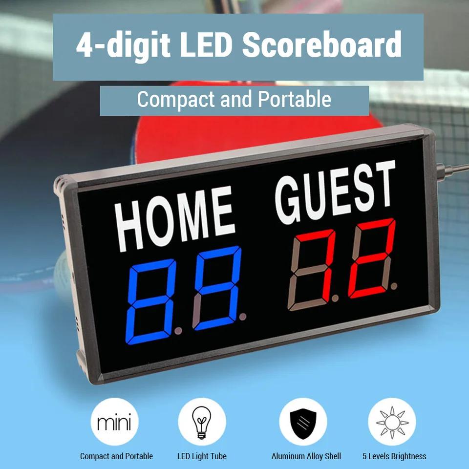 Marcador Electrónico LED Con Control Remoto – 3 Dígitos, Brillo Ajustable, Montaje En Pared – Para Baloncesto, Fútbol, Tenis Y Más
