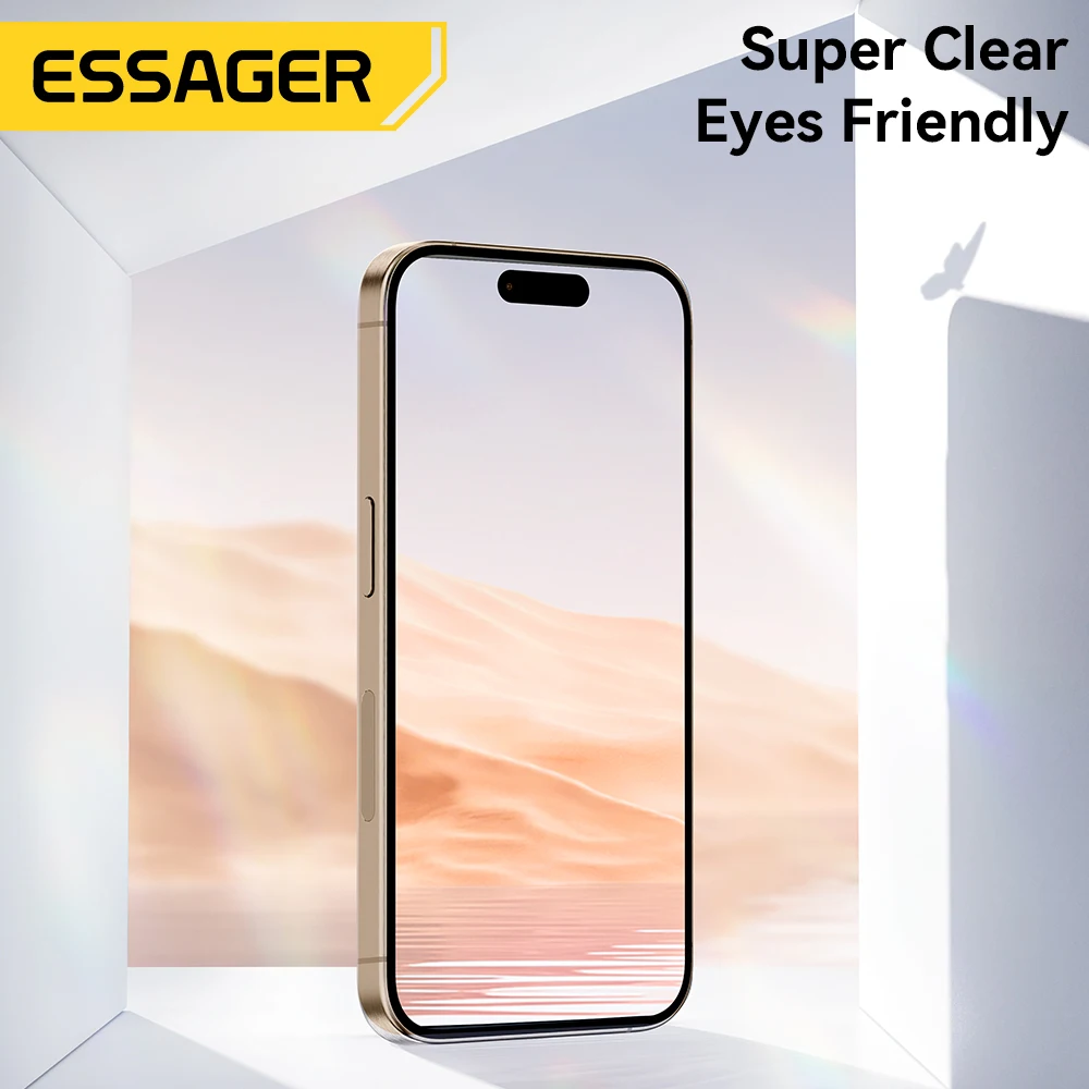 Essager 2Pcs Anti-Peeping Glass for iPhone 16 15 14 13 Pro Max Plus 360° Anti-Peeping Dust-proof Screen Protector Sturdy&Durable