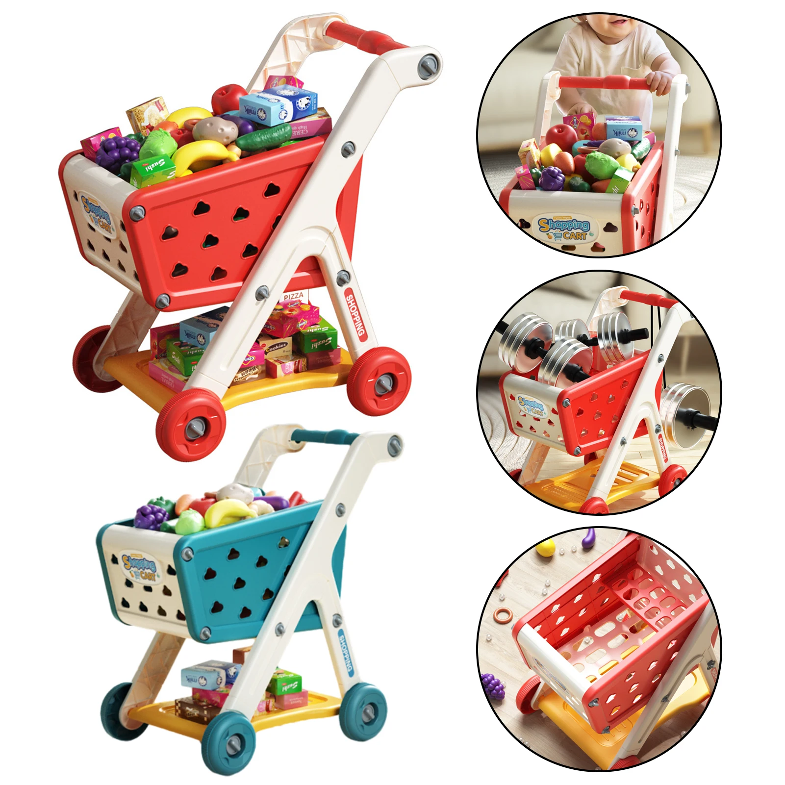 Simulated Fruit Snacks Kids Big storage Cart Play House Pretend living room With Children's Cart Snack storage cart Role Playing 6