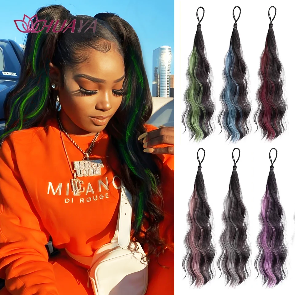 Synthetic Hair Bundle Ponytail Extension with Rubber Band Hairpiece  Women Hair Accessories as Ponytail or Wrap-around Hair Bun