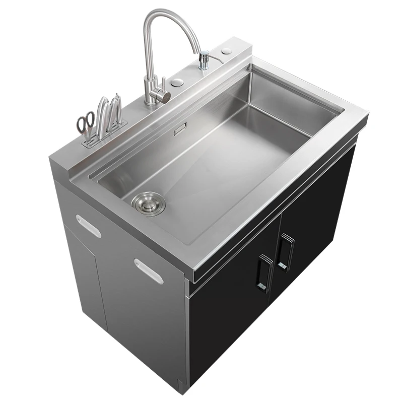 Integrated sink lockers integrated door-to-door sink cabinets large single-slot double-slot stainless steel dishwashing pool