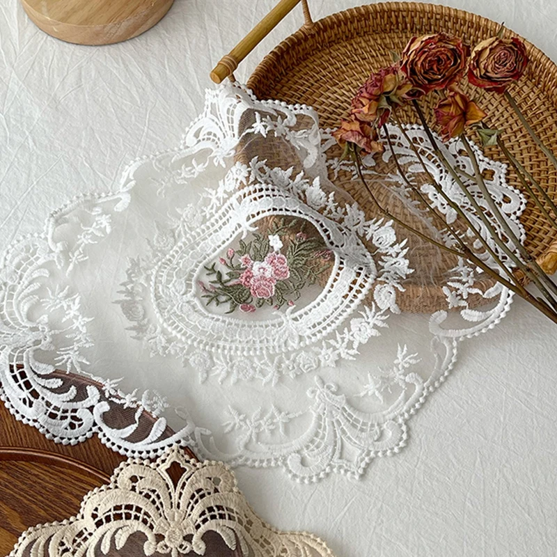 Vintage Lace Coaster Table Cloth Lace Tablecloth Embroidery Placemat Cabinet Furniture Decoration Background Photo Props 2