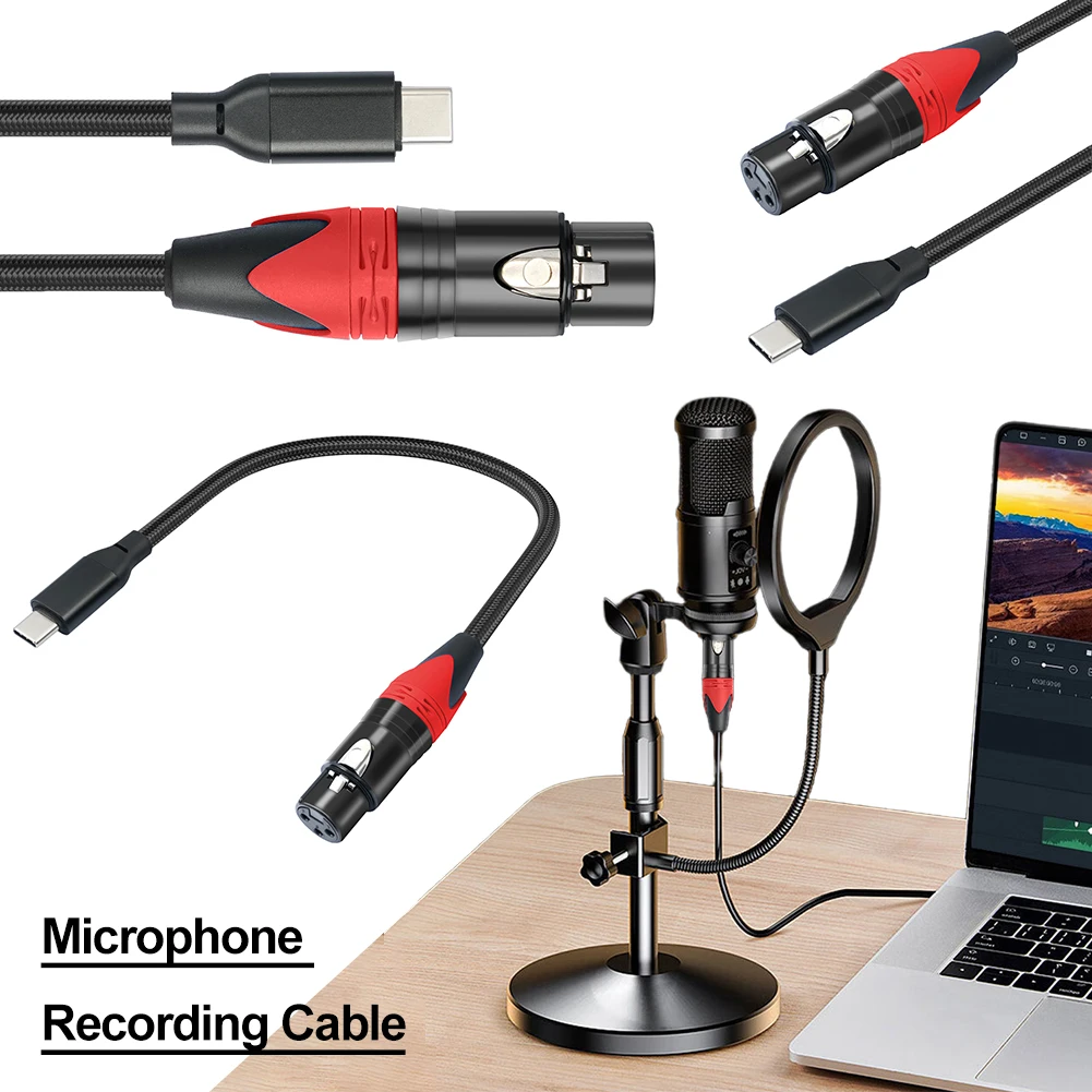 1/2/3M Type C Male To XLR Female Mic Studio Audio Cord USB C To XLR Microphone Audio Cable USB C To XLR Female Microphone Cable 1