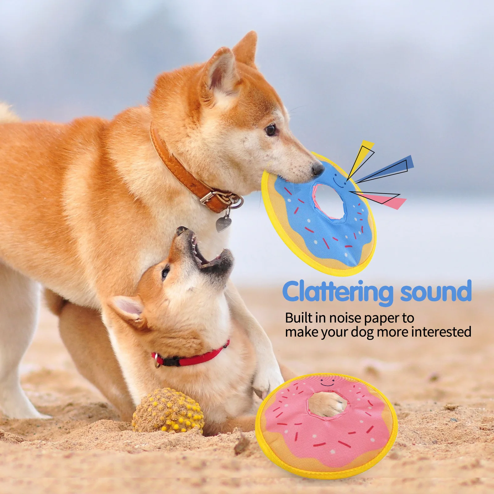 Dog donuts, noisy paper toys, outdoor interactive, squeaking sound, bite resistant, suitable for small and medium-sized dogs 5