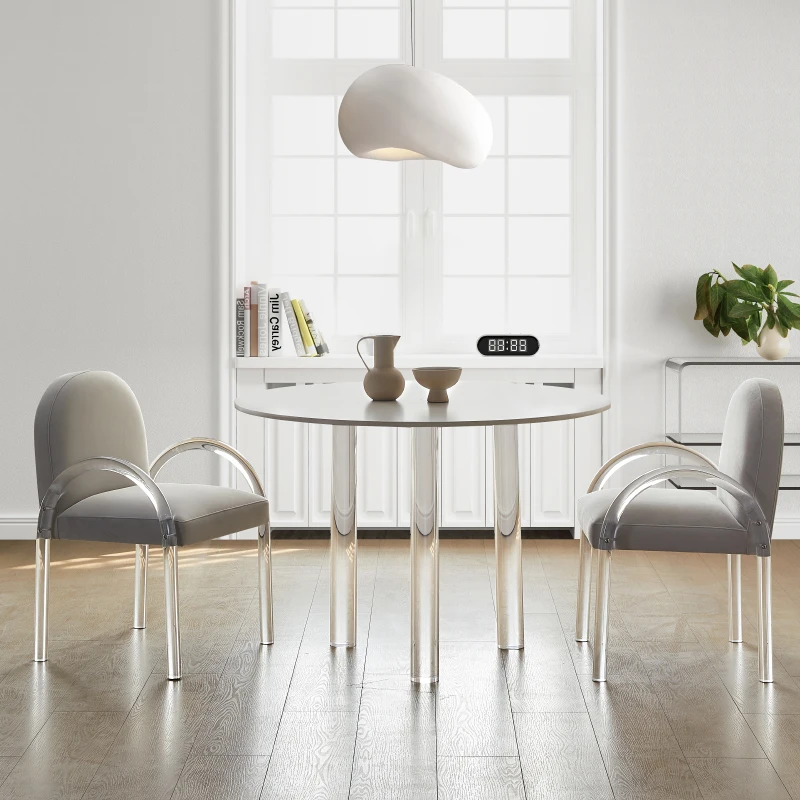 Acrylic Round Dining Table Small Apartment Center Modern Minimalist