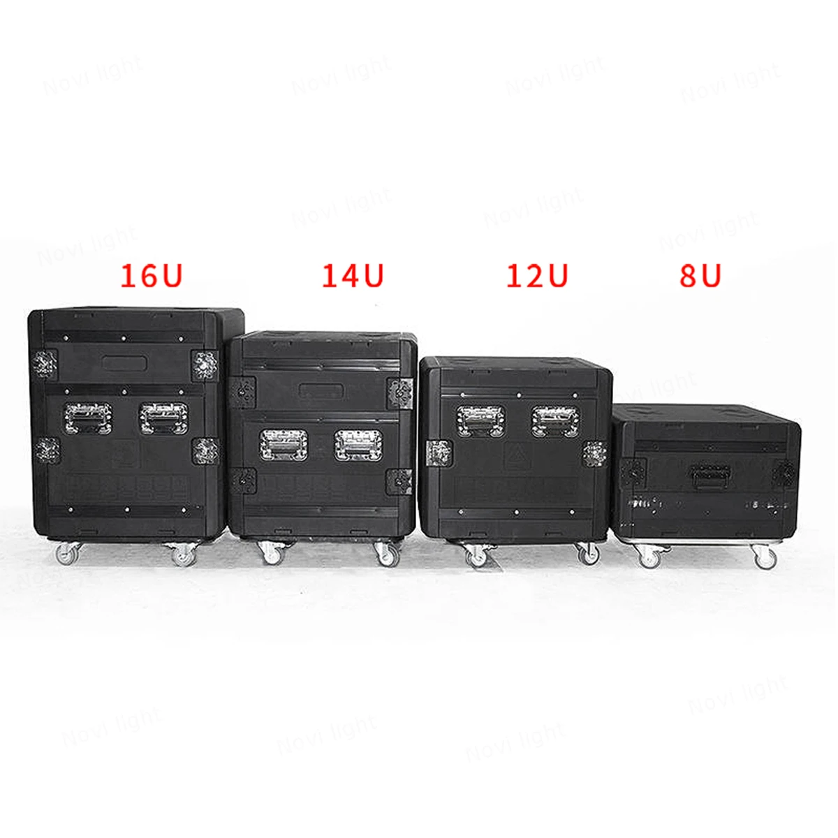 Amplifier Receiver Cabinet Portable PE Plastic Rack Flight Case Shockproof Aviation Box 8U 12U 14U 16U Stage Trunk with Wheels 2