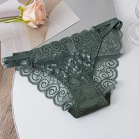 Culotte creuse en dentelle pour femmes, 1 pièce, en coton, respirant, confortable, Triangle, maille transparente, slip taille basse, sous-vêtements 4