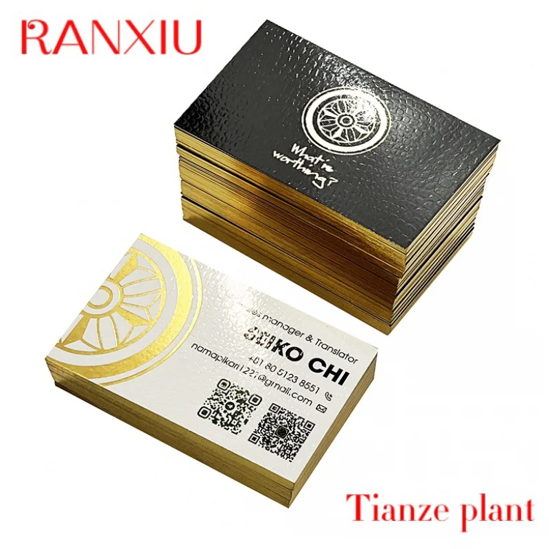 Custom Elegant Gold Edge Foil Business Cards Embossed Finishing White Paper Custom Gift Business Printing Cards with logo laminate floor repair kit wood furniture crack mending set with handheld melting tool flooring finishing accessories